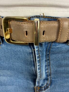 Talbots women’s belt Sz XL genuine leather beige granola nature earth